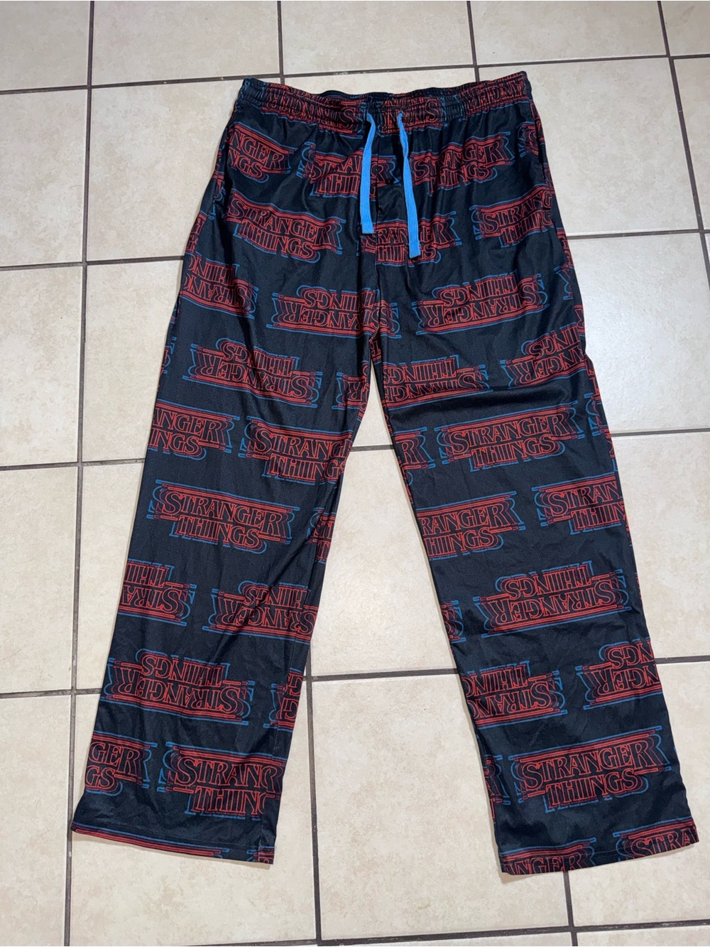 Netflix Black & Red 'Stranger Things' Men's Lounge Pants with Blue Drawstring